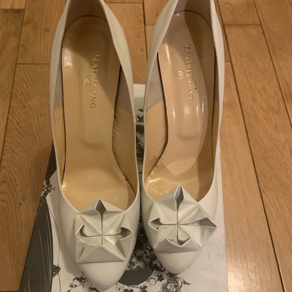 Beatrix Ong origami cream heels